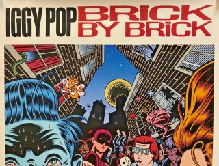Iggy Pop Brick by Brick 2 - Sided Promo Poster Vintage Charles Burns 1990 RARE 2