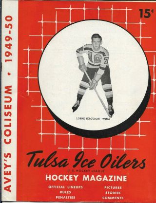1949 - 50 Tulsa Oilers - Louisville Blades Ushl Program Rare