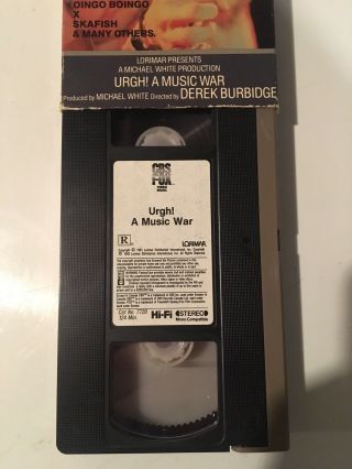 RARE OOP URGH A MUSIC WAR 1985 VHS VIDEO TAPE PUNK DEVO DEAD KENNEDYS POLICE 3