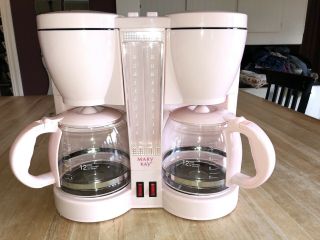 Rare Mary Kay Dual Coffee Pot Maker Pink 2 - 12 Cup Carafe Never Used?