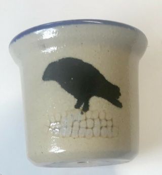 Monroe Salt Pottery Stoneware CROW CORN Flower Pot Planter Crock RARE 3