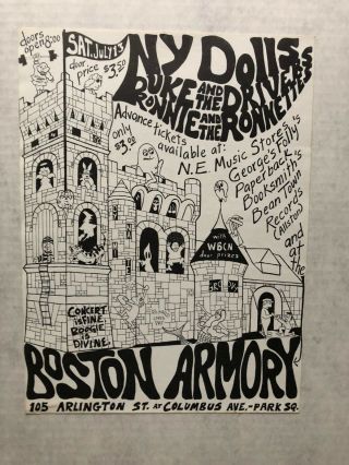 1974 York Dolls Boston Armory Ronnettes Rare Concert Poster Wbcn