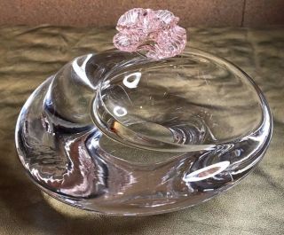 Mcm Rare Barbini Mid Century Modern Art Glass Pink Flower Asymmetrical Bowl