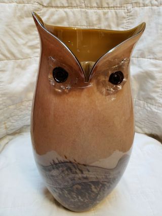 Large AUTHENTIC Murano Owl Vase 13 