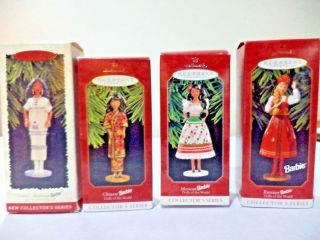 Rare Set Dolls Of The World Barbie Hallmark Ornaments Special Edition 1996 - 1999