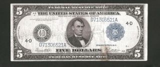 Rare Type C Cleveland 1914 $5 Federal Reserve Note