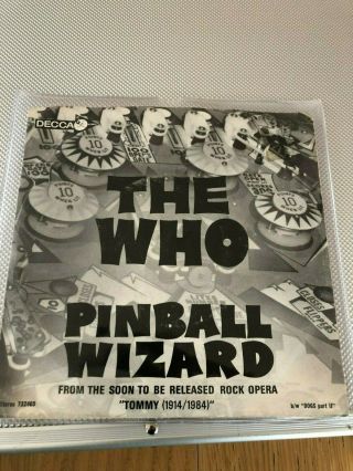 The Who - Pinball Wizard - Us Decca With Rare Picture Sleeve 7 " Ex - /ex -
