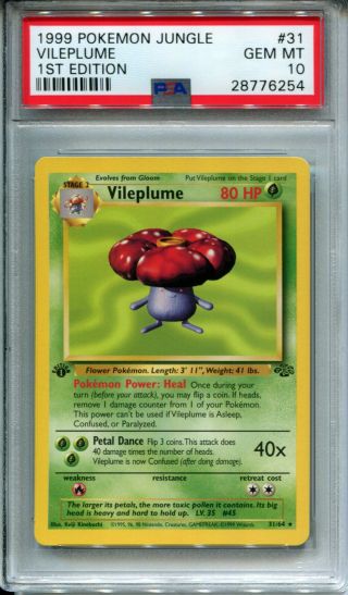 Vileplume 31/64 Rare Pokemon 1st Edition Jungle Set - Psa 10