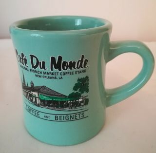 Cafe Du Monde Coffee Cup French Market Orleans Louisiana Mug Light Blue Rare
