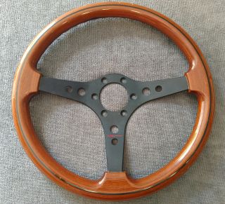 Dino Italian Steering Wheel Teak Wood,  Rare 3 Spoke