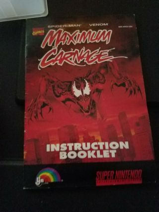 Spider - Man Venom Maximum Carnage (Nintendo SNES 1994) Rare Red Cart 2