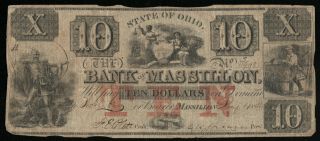 Rare 1800s Ohio Bank Of Massillon $10 Ten Dollar Obsolete Currency Note