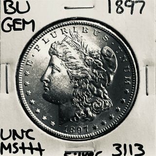 1897 Bu Gem Morgan Silver Dollar Unc Ms,  U.  S.  Rare Coin 3113