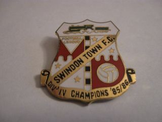 Rare Old 1986 Swindon Town Football Club Enamel Brooch Pin Badge