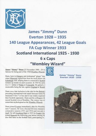 Jimmy Dunn Everton 1928 - 35 Fa Cup Winner 1933 Extremely Rare Autograph