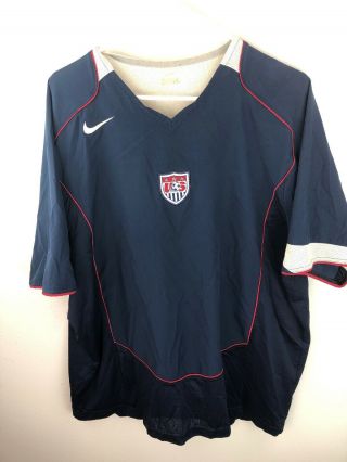 Nike Dri Fit Authentic Team Usa Soccer Jersey Navy Blue Stripe Sz Xl Rare Futbol