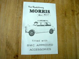 Morris Mini - Minor Accessories Price List Leaflet Brochure,  1959,  Very Rare Piece