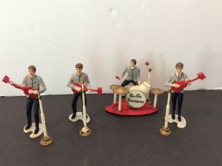 Rare Vintage 1960s Beatles Plastic Figurines Cake Toppers All 4 Figures