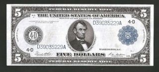 Gorgeous Rare Type A Cleveland 1914 $5 Federal Reserve Note