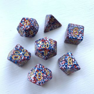 Chessex Speckled Fourth Of July Polyhedral Dice Set - Oop Rare
