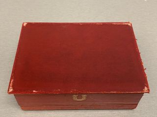 VINTAGE 1950 ' s OMEGA RED LEATHER WRIST WATCH DISPLAY BOX.  RARE BOX 6