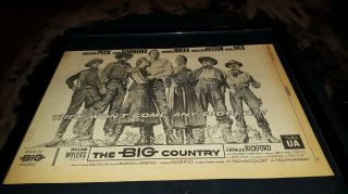 The Big Country Gregory Peck Charlton Heston Rare1958 Promo Poster Ad