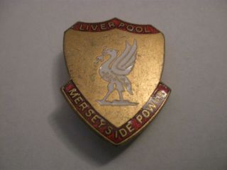 Rare Old Liverpool Football Club Merseyside Power Enamel Brooch Pin Badge