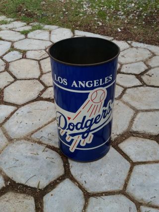 Rare 1989 Los Angeles Dodgers Trash Can Waste Basket Metal P&k Products