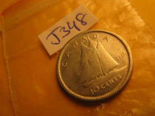 Canada 1937 10 Cent Silver Coin Rare Idj348.