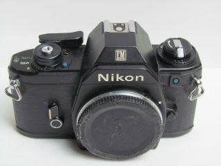 Nikon Em 35mm Slr Camera Body Rare Blue Button Version Very