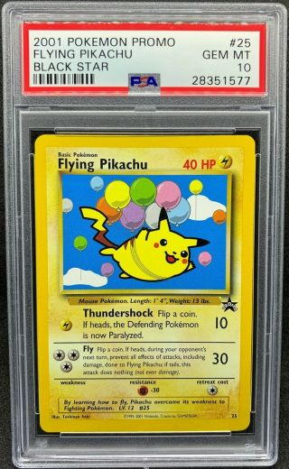 Psa 10 Gem 2001 Pokemon Black Star Promo Flying Pikachu Card Wotc 25
