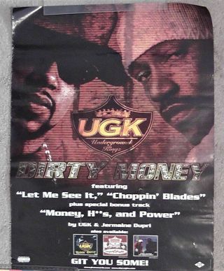 Ugk Underground Kingz Dirty Money Rap Promo Poster 24x18 Very Rare