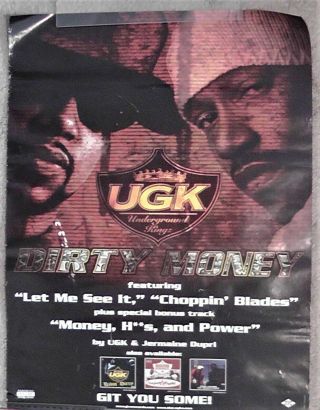 UGK Underground Kingz Dirty Money Rap Promo Poster 24X18 Very Rare 2