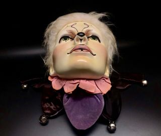 Vintage 1 of A Kind Rare Harlequin Face Sculpture Life Size Realistic Art 8