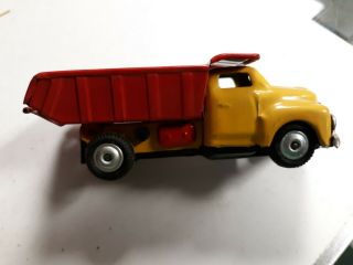 Rare 1960’s 4 " Tin Toy Friction Dump Truck Made In Japan (by Sss International?)