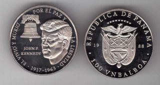 Panama - Rare 1 Balboa Proof Coin 1988 Year John Kennedy X M12