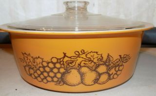 Rare Vintage Pyrex 664 Old Orchard Big Bertha 4qt Casserole Pot Dish 664 - C &lid