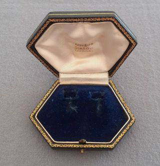 Antique Rare Blue & Gold Jewellery Earrings Box / Antique Jewellery Case