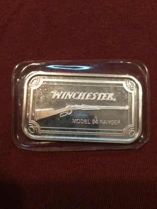 1 Oz Silver Bar.  999 Fine Rare Winchester Model 94 Ranger