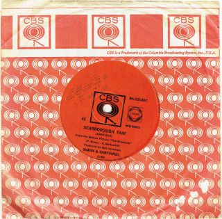 Simon & Garfunkel - Scarborough Fair - Rare 7 " 45 Sample Vinyl Record - 1968