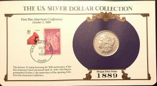 1889 Morgan Silver Dollar U.  S.  Postal Commemorative Stamp Set Rare,  3/29c Stamp