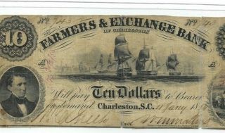 $10 " Ships Ahoy " (south Carolina) 1800 