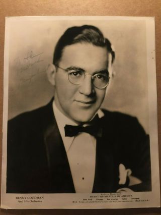 Benny Goodman Rare Very Early Autographed 8/10 Photo 1940s