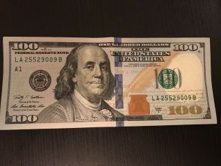 $100 Dollar Bill W/ Rare Serial Number 25529009 Crisp”