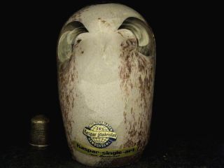 Rare German Bleikristall Encased Glass Owl Figurine/ Paperweight with Two Labels 2