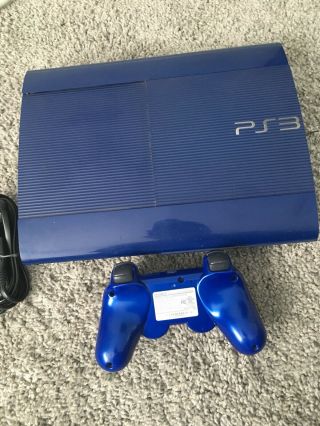 RARE Sony Playstation 3 PS3 Slim Launch Edition 250GB Azurite Blue Console 2