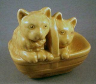 Rare Sylvac 1296 Kittens In A Basket - Beige / Treacle Glazed - Perfect