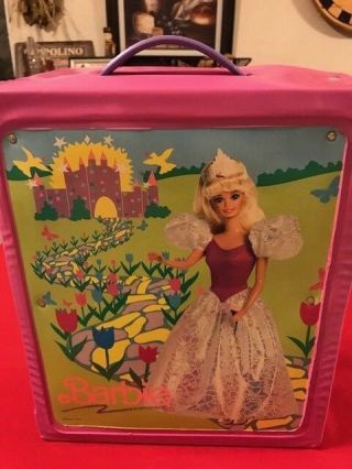 Vintage Mattel Barbie Princess Fold Out Dining Room Pink Carrying Case 1988 Rare