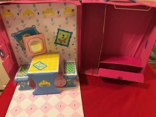 Vintage Mattel Barbie PRINCESS Fold Out Dining Room Pink Carrying Case 1988 RARE 2
