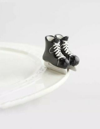 Nora Fleming Retired Hockey Ice Skates Toothpick Holder Mini Nf Initials Rare
